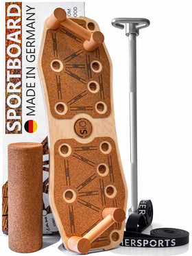 Bundle Sportboard Kork & Fitness Stange - Eigengewicht Training gegen die Schwerkraft