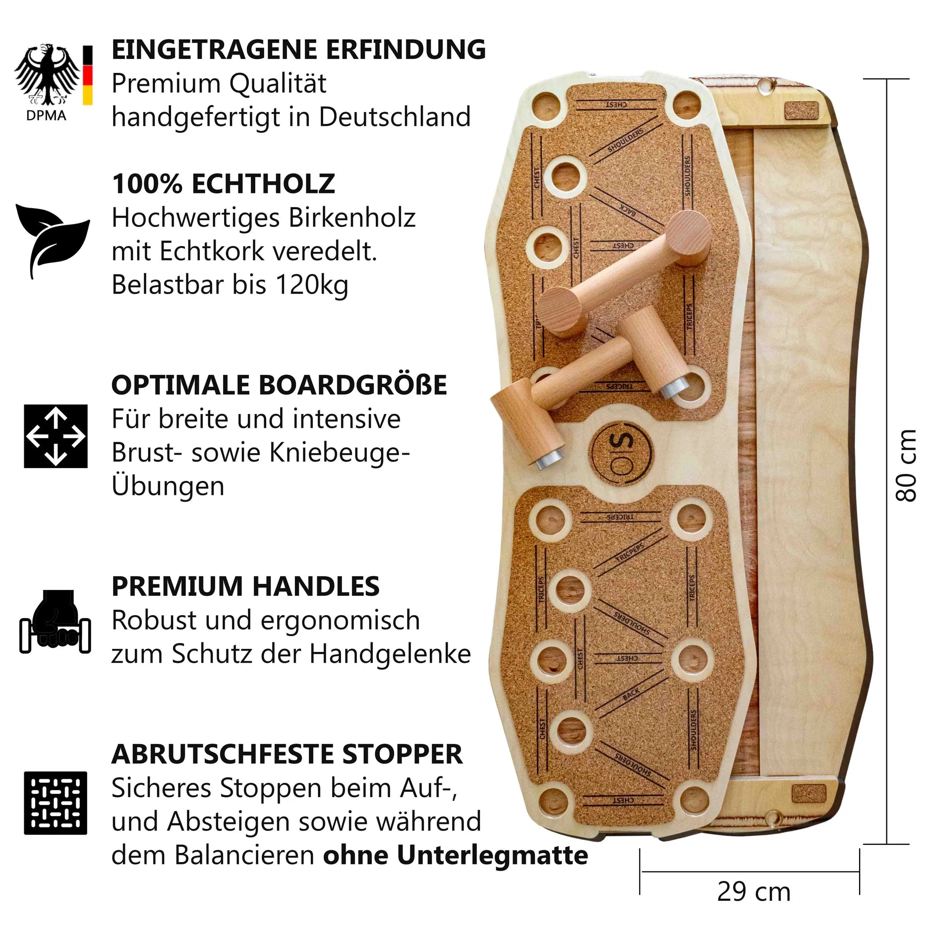 Bundle Sportboard Kork & Fitness Stange - Eigengewicht Training gegen die Schwerkraft
