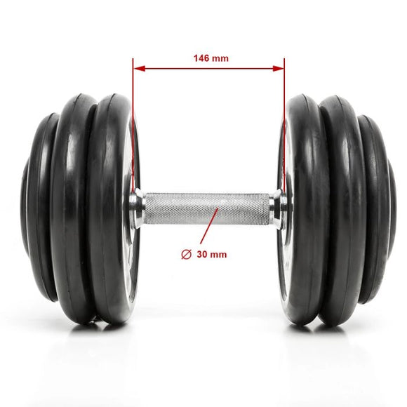 CHD-Kompakthantelpaare Gummi von 2,5 Kg - 80 Kg - Kurzhanteln mit 2,5 kg Steigung