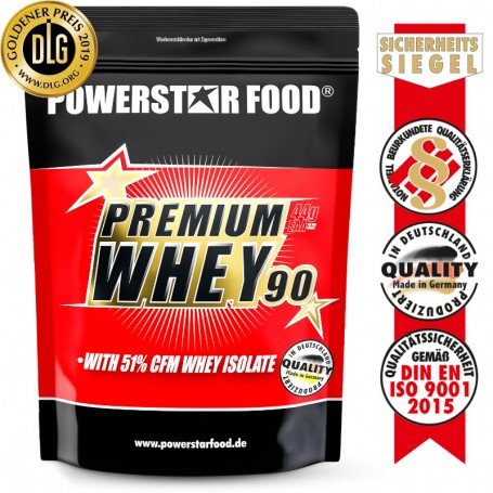 Powerstar Food® PREMIUM WHEY 90 - Whey Protein Shake - 850 g Pulver