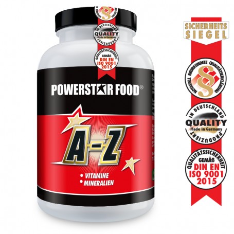 Powerstar Food® A-Z - Vitamine & Mineralien - 180 Vitalstoff Tabletten