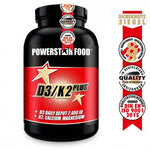 Powerstar Food® D3 / K2 PLUS - Vitamin D3, K2, Calcium & Magnesium - 120 Kapseln