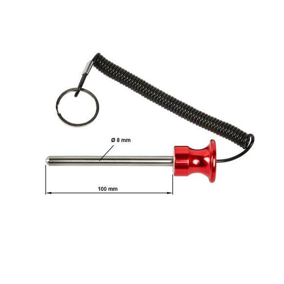 Aluminium Magnetsteckbolzen 8 mm x 100 mm / 140 mm mit Spiralkabel