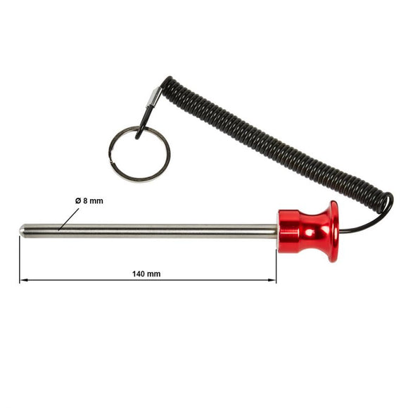 Aluminium Magnetsteckbolzen 8 mm x 100 mm / 140 mm mit Spiralkabel
